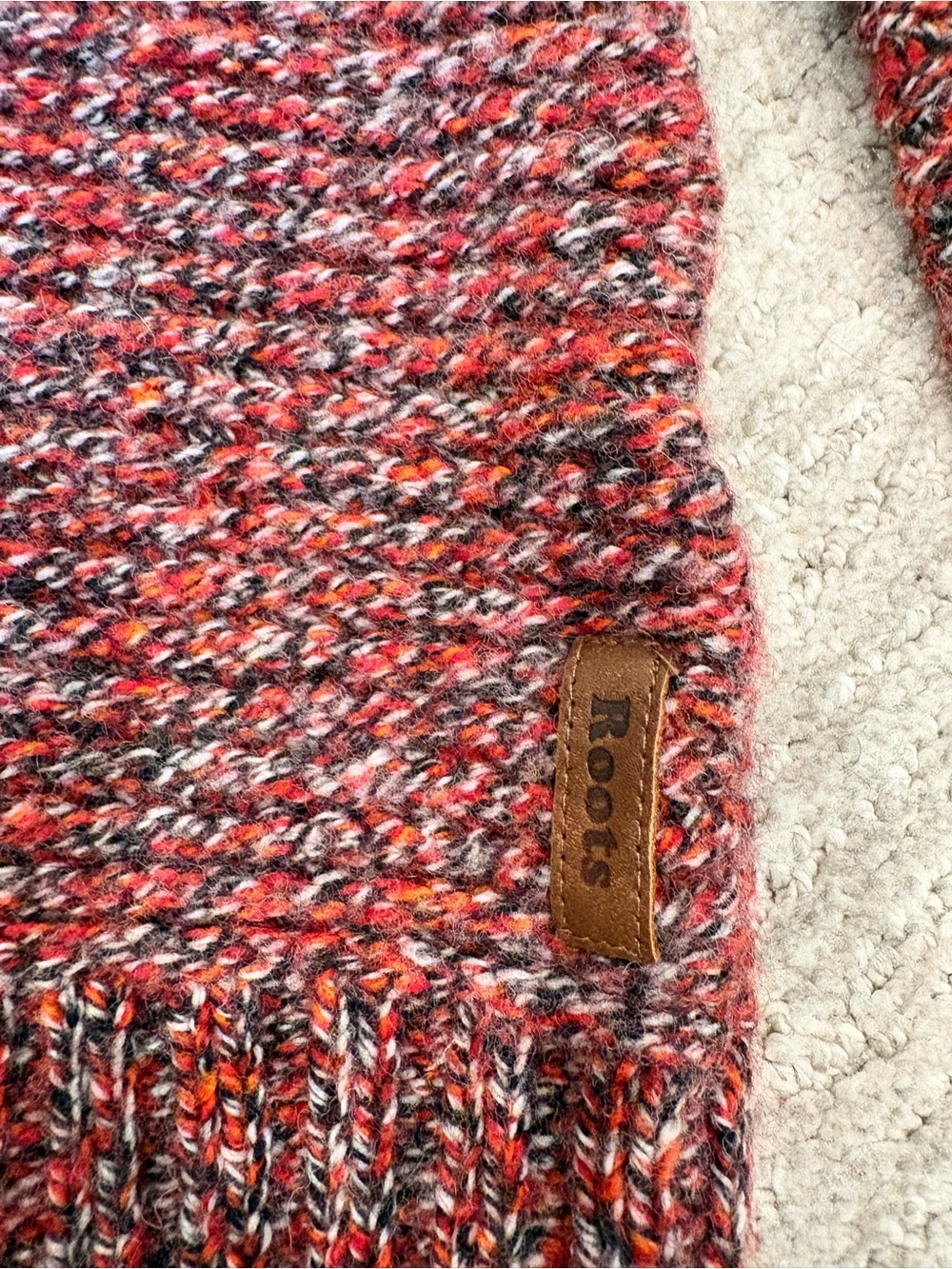 Roots Lambswool Mock Neck Sweater | 80% Lambswool | Marled Red Knit | Small - Picture 5 of 9
